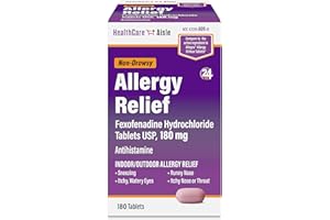 HealthCareAisle Allergy Relief - Fexofenadine Hydrochloride Tablets USP, 180 mg - 180 Tablets - Allergy Medication, Non-Drowsy 24-Hour Relief