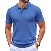 COOFANDY Mens Knit Polo Shirts Casual Short Sleeve Button Down Polo Shirt Classic Golf Shirts