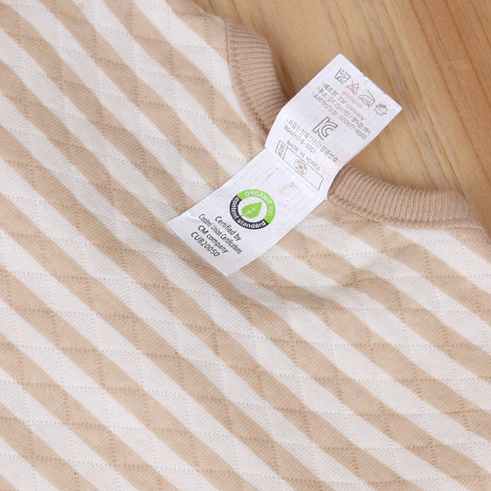 organicboom 100% Certified Organic Cotton Gomgomi Stripe Baby Sleeping Quilted Jacquard Vest Soft Wearable Blanket