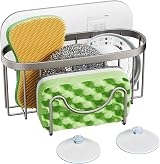 HapiRm Multifunctional Sink Caddy Brushed Nickel M-shaped, 2 Install Modes