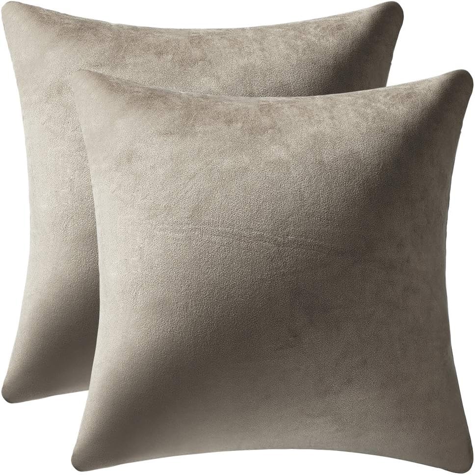 DEZENE Throw Pillow Cases 18x18 Teal: 2 Pack Cozy Soft Velvet Square Decorative Pillow Covers for Farmhouse Home Decor: Home & Kitchen