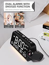 Projection Alarm Clock for Bedroom, Digital Clock