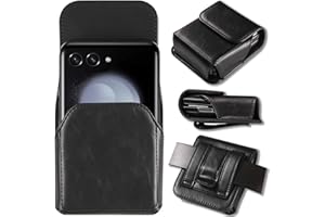 NINKI Compatible Moto Razr Plus Case 2024/2023 Razr+ Case,Galaxy Z Flip 6 Holster Case for Moto Razr 50 Ultra Case Razr 50 Case,Leather Moto Razr 2023 Holster for Galaxy Z Flip 6 Case Z Flip 5,Black