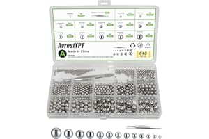 AVRESTYPT 840 Pcs Stainless Steel Bearing Balls, Metric Precision Bike Ball Bearings, Assorted Loose Bicycle Bearing Balls, 2/2.5/3/3.5/4/4.5/5/5.5/6/7/8/9/10mm