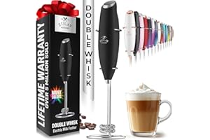Zulay Kitchen Double Whisk Milk Frother – Handheld Foam Maker for Coffee, Lattes, Matcha, Hot Chocolate & Cappuccinos – Whip Creamy Froth in Seconds, Portable & Easy to Use -