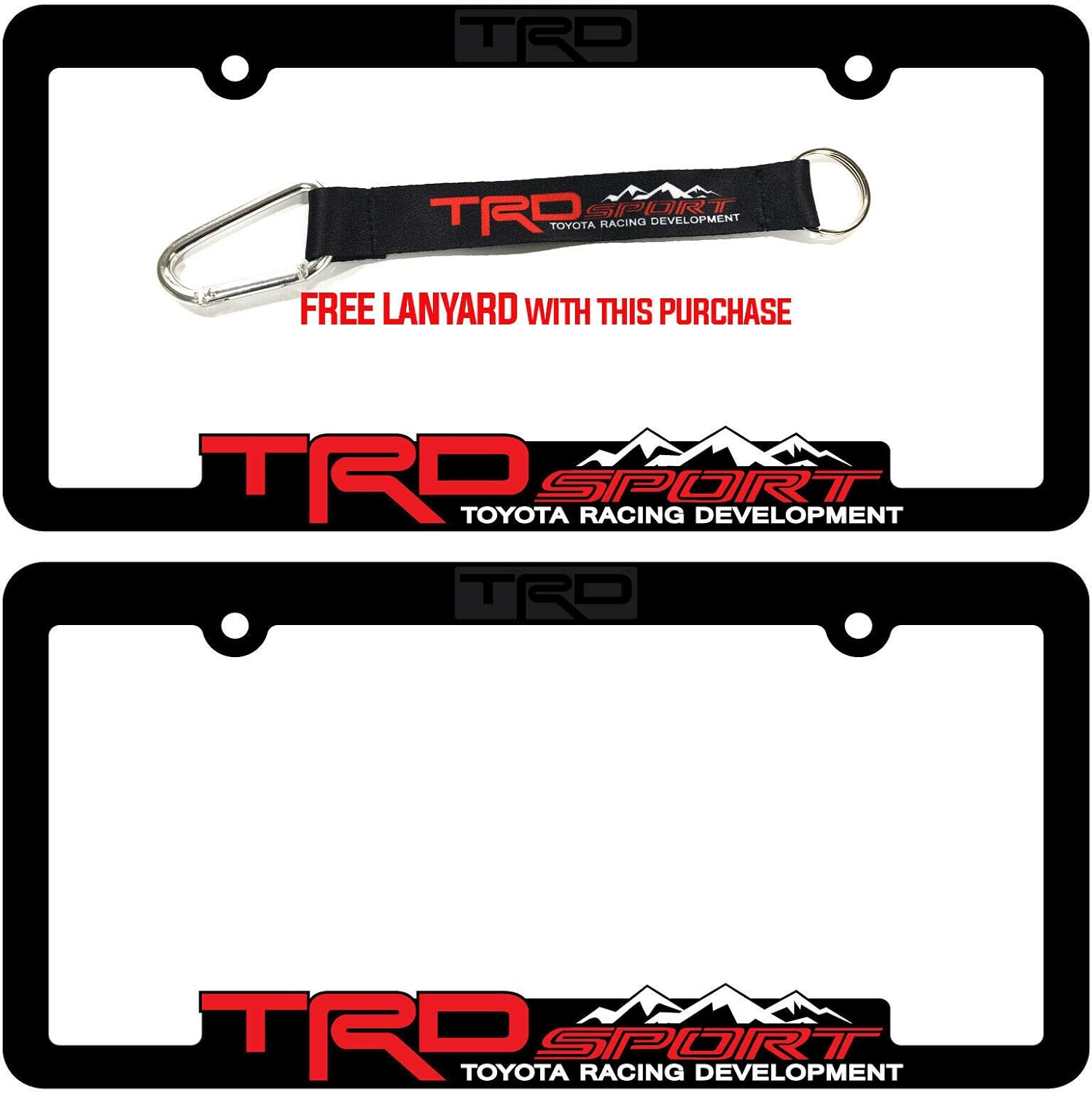 Amazon Com Trd Sport 2 License Plate Frames Lanyard Combo Toyota Racing Development 3d Letter Frame Brackets Automotive