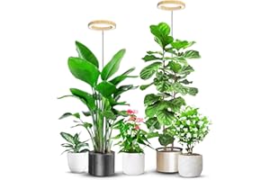 AOKREAN Grow Lights for Indoor Plants, Full Spectrum Plant Lights for Indoor Growing with 6/12/16H Timer, 3 Optional Spectrums, 5 Brightness, Height Adjustable 10"-65" Wood Grain Growing Lamp
