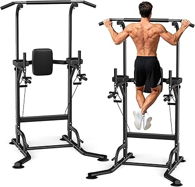 Dskeuzeew Power Tower Multifunktion Dip-Station Klimmzugstange Freistehend für power station Krafttraining keine Bohrung im Home-Gym belastbar 205 kg