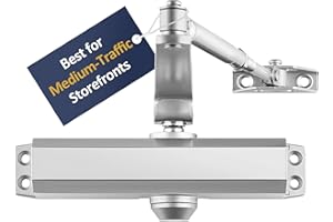 Lawrence Medium Duty Commercial Automatic Door Closer - Surface-Mounted Auto Door Closer for Home, Garage & Light Commercial 