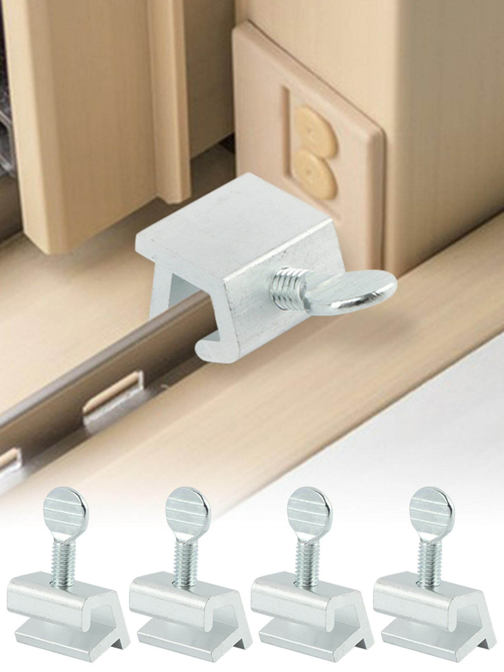 Photo 1 of ***3pack**EMVANV 4 Pcs Sliding Window Security Locks,No Drilling Easy Installation Stoppers Single Hole Sliding Window Lock Aluminum Window Stoppers for Vertical and Horizontal Slide Door(Size:4 pcs)