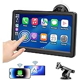 Wireless CarPlay Screen for Car, 7" Portable HD Touchscreen Car Play & Android Auto Receiver with Bluetooth, Voice Control, G