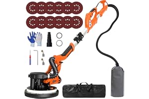 Drywall Sander with Vacuum Dust Collector, IMQUALI® 6.8A 750W Sander Tool with 7 Variable Speed 800-1750RPM, Popcorn Ceiling Removal Tool, Extendable Handle, LED Light,12pcs Sanding Discs