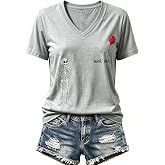 Women's Well Shit Skeleton Red Balloon Funny Halloween V Neck T-Shirt
