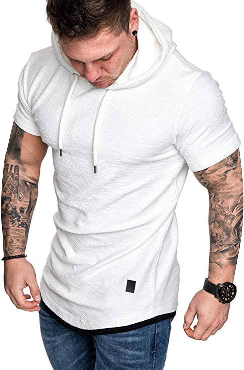 Mens Fashion Casual Workout Athletic Hoodies T Shirts Solid Color Sport Sweatshirt Pullover at  Men’s Clothing store