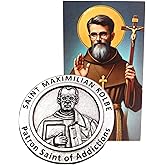 Westmon Works St Maximilian Kolbe Token Set Italian Metal Pocket Prayer Trinket with Holy Prayer Card