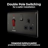 BG Electrical 45A Cooker Switch Socket Nexus Metal Black Nickel Double Pole LED view 8