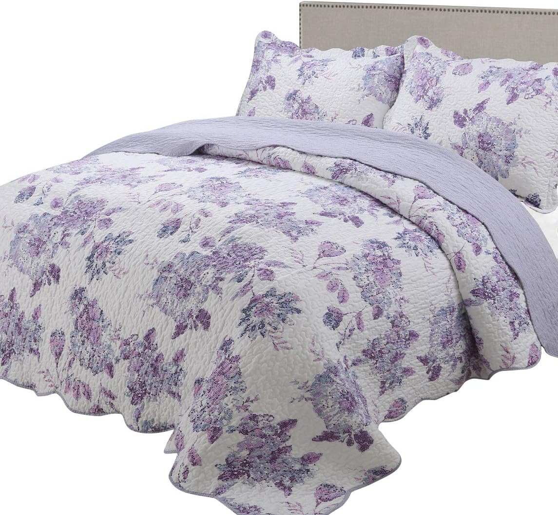 vivinna home textile Quilt Twin Size Sets -2pcs Include Pillow Sham Patchwork Bedspread Blanket (Twin:68"*88", Dark Violet)