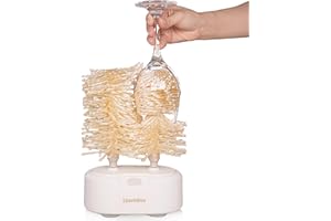 SPARKLÉVE Home Glassware Polisher, World's First Affordable Spinning Glass Polisher, 600 RPM Dries & Polishes, All Glasses, Wine, Bar, Drinking, Wet/Dry, for Sparkling Glassware, White, Classic Matte