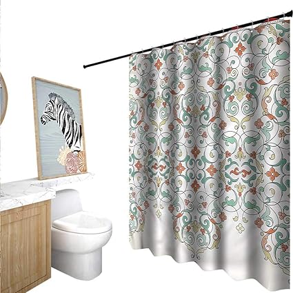 Ethnic Shower Curtains Waterproof Turkish Curved Bloom Design 63