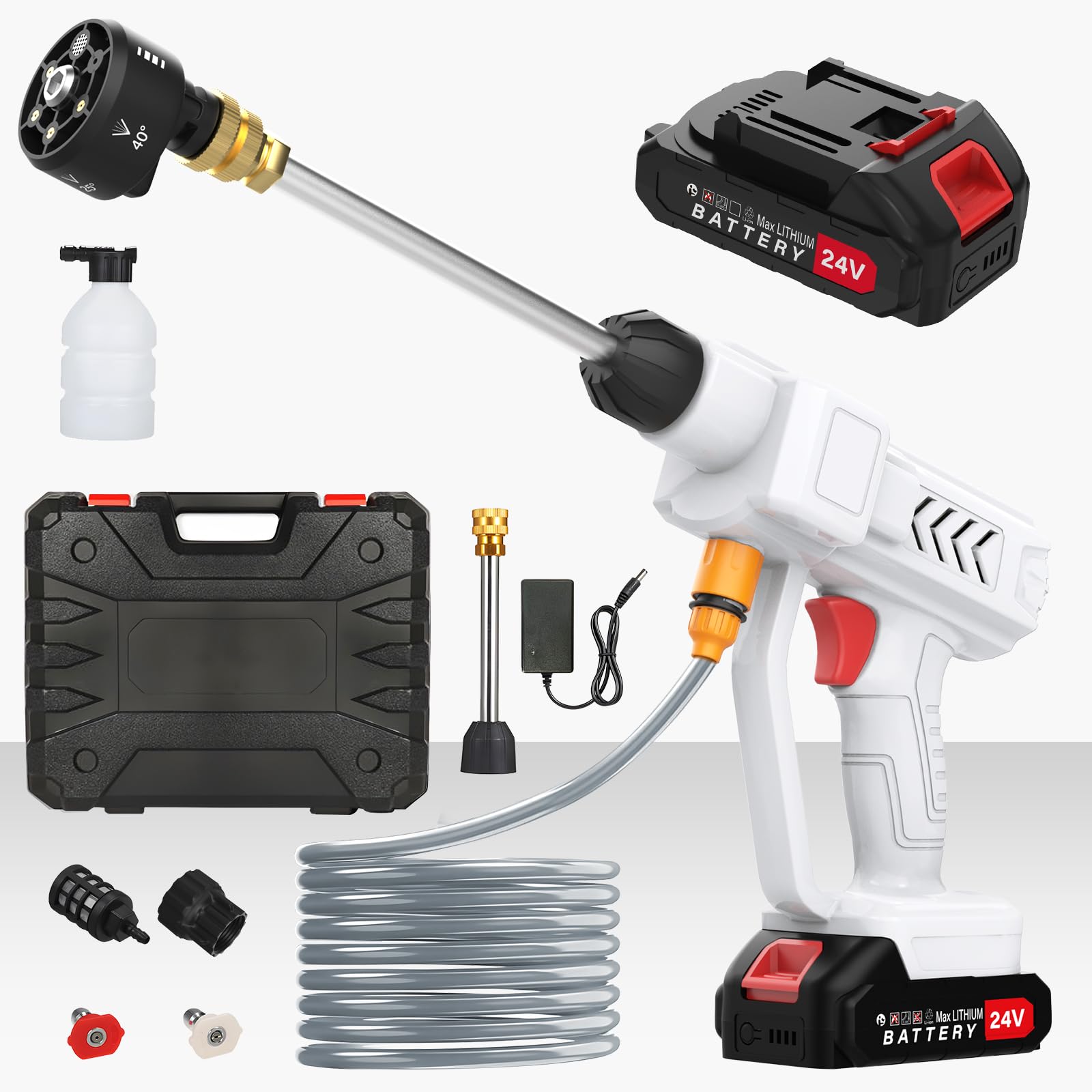 Photo 1 of Housiwill Cordless Pressure Washer, Portable Battery Pressure Washer, 6-in-1 Nozzle Portable Cordless Power Washer Handheld for Car Floor Patio Cleaning.
