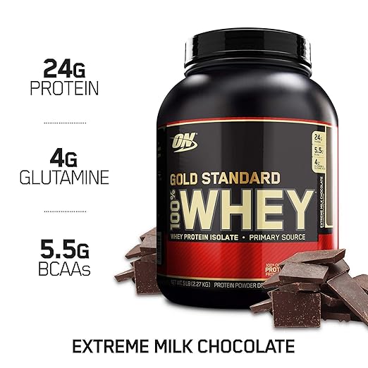 OPTIMUM NUTRITION GOLD STANDARD 100% Whey Protein Powder, Extreme Milk Chocolate, 5 Pound