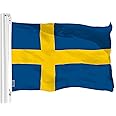 G128 Sweden Swedish Flag | 3x5 Ft | LiteWeave Pro Series Printed 150D Polyester | Country Flag, Indoor/Outdoor, Vibrant Colors, Brass Grommets, Thicker and More Durable Than 100D 75D Polyester