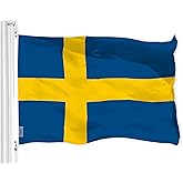 G128 Sweden Swedish Flag | 3x5 Ft | LiteWeave Pro Series Printed 150D Polyester | Country Flag, Indoor/Outdoor, Vibrant Colors, Brass Grommets, Thicker and More Durable Than 100D 75D Polyester