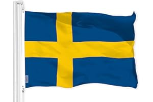 G128 Sweden Swedish Flag | 3x5 Ft | LiteWeave Pro Series Printed 150D Polyester | Country Flag, Indoor/Outdoor, Vibrant Colors, Brass Grommets, Thicker and More Durable Than 100D 75D Polyester