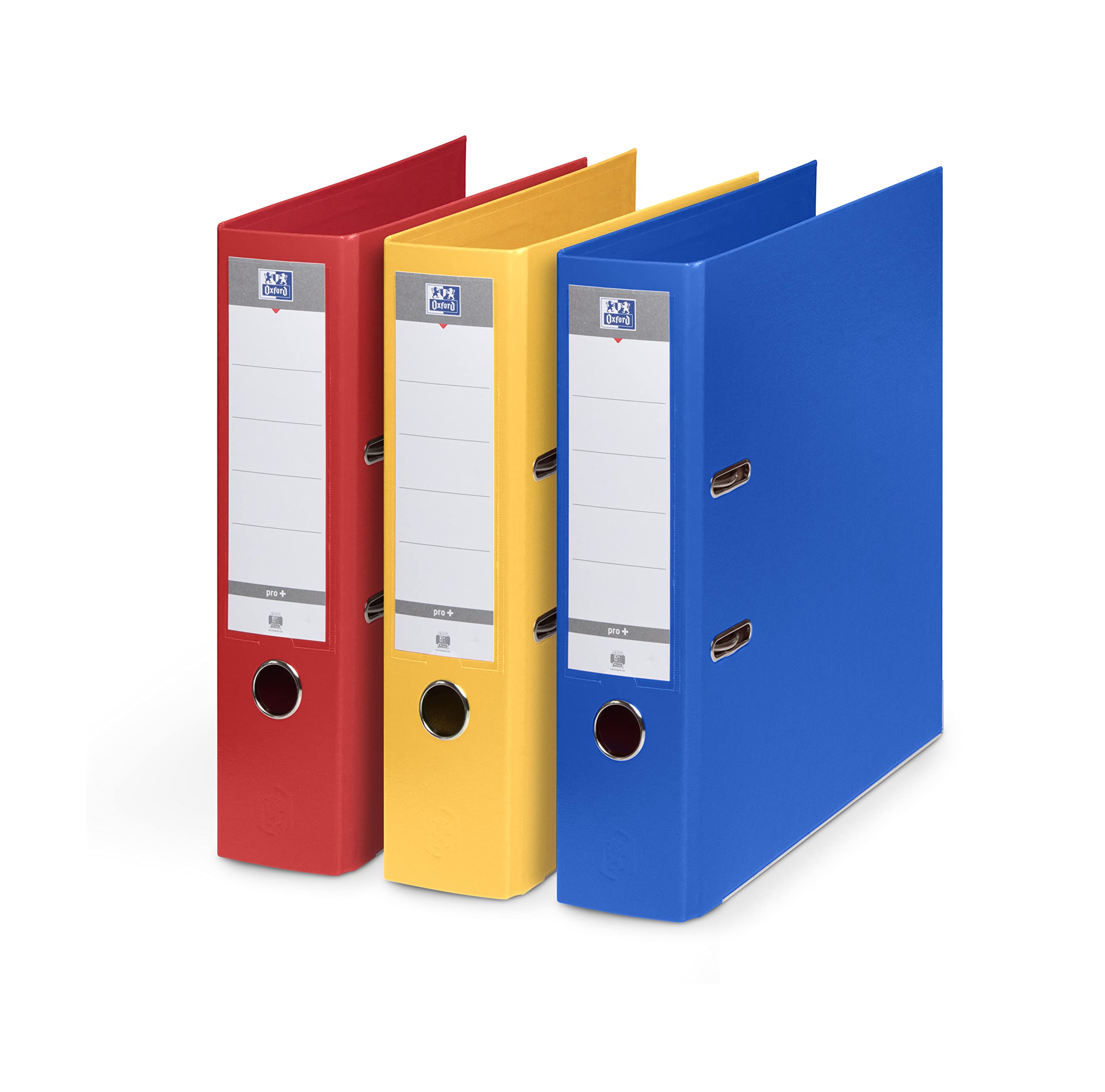 Oxford Smart Pro+ A4XL Lever Arch Files 80 mm Spine 2 D-Rings Polypropylene Cover Assorted Colours