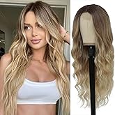 CYYZROSE Blonde Wigs for Women Long Wavy Wig 26 Inch Curly Wigs Middle Part Synthetic Lace Front Wig Heat Resistant Fiber Wigs for Daily Party Use (Ombre Blonde)