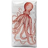 Mary Lake-Thompson 30 x 30 inches, 100% Cotton Kitchen Dish Towel, Red Octopus