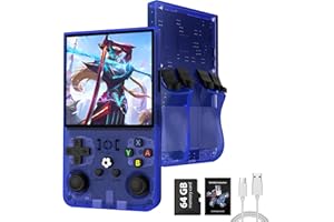 WDYQJE R36MAX Retro Handheld Game Console, 4.0 Inch IPS Screen, 64GB Memory, Portable Arcade Video Gaming Console Gift for Adults, Lake Blue