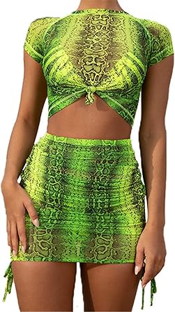 snakeskin ruched tie waist short