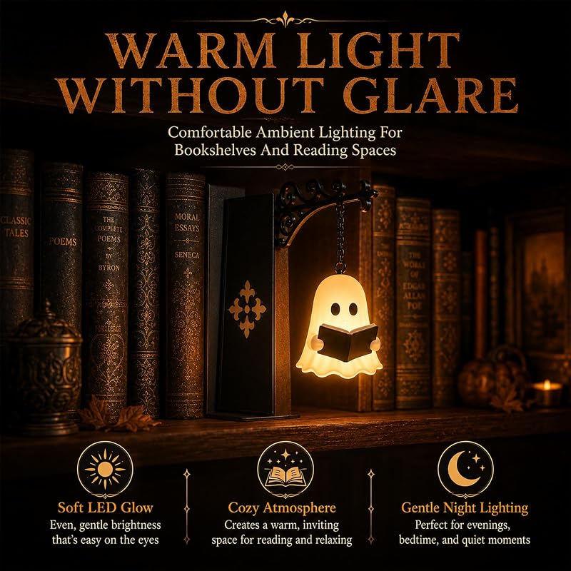 2 pièces Lampe Halloween, Lampes de Livres pour étagère