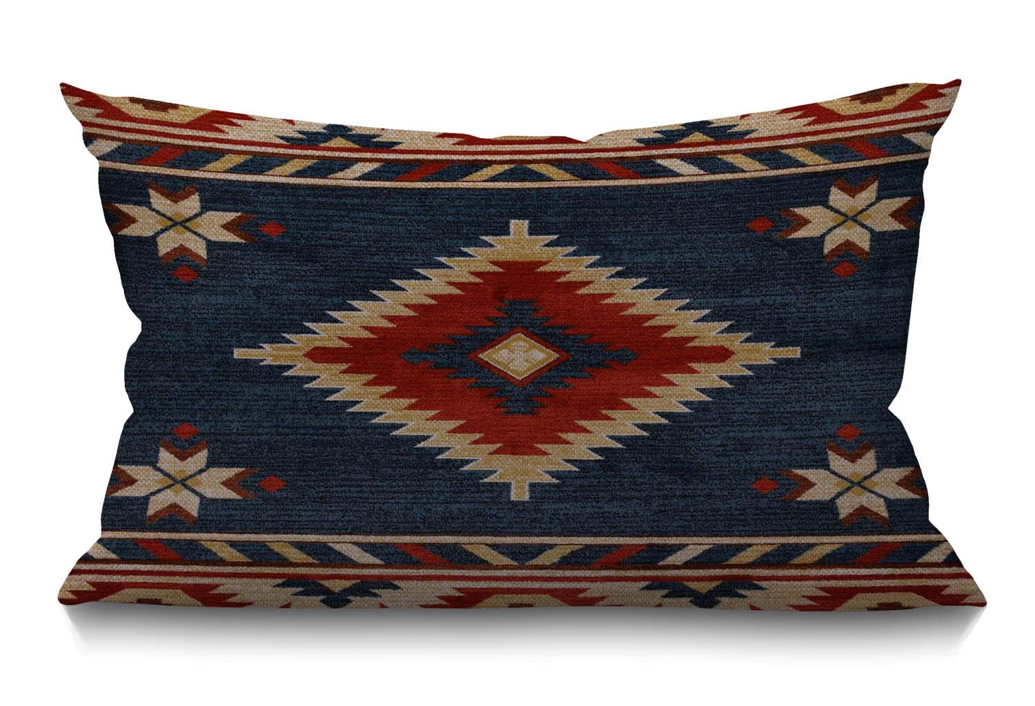 BGBDEIA Oblong Cushion Cover Farmhouse 12x20 Inch Soft Linen Throw Pillowcase Vintage Southwest American Aztec Blue Red Pillow Cover for Couch Bed Sofa Chair,30 x 50 cm