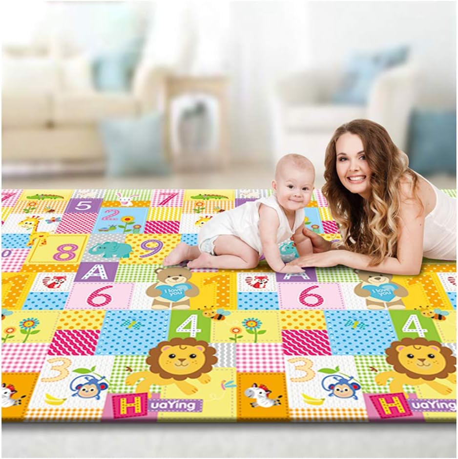 Sallymonday Baby Play Mat, Non-Toxic Foam Baby Care Baby Playmat, Extra Large Reversible Crawling Mat Portable Toddlers Kids Waterproof Non-Slip Outdoor
