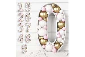 HOUSE OF PARTY Mosaic Numbers for Balloons 4ft - Marquee Numbers Pre-Cut Light Up 4 Feet Tall Balloon Number Frame, 0 Mosaic Cardboard Numbers for Birthday Anniversary Party