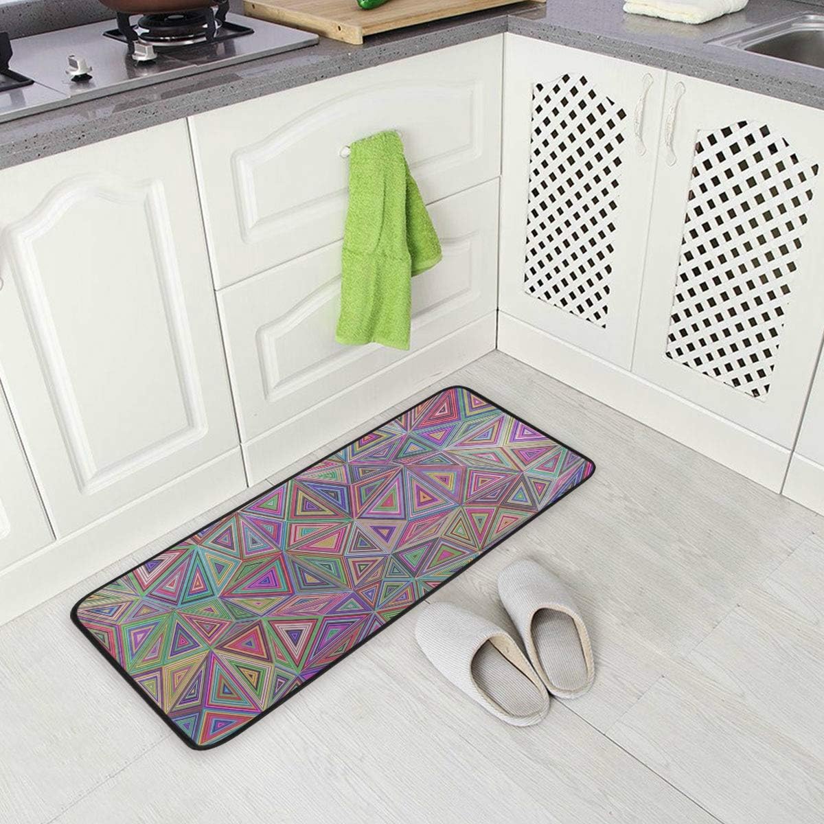 Kitchen Rugs Runner Colorful Mosaic Pattern Polygon