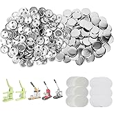 Mostme 300 Sets 1 inch Button Maker Supplies, 25mm Button Supplies Parts Badge Part, Buttons Making Supplies, Includes Metal Pin Back Cover, Metal Shells, Blank Paper&Clear Film