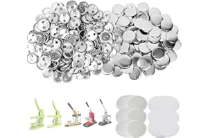 Mostme 300 Sets 1 inch Button Maker Supplies, 25mm Button Supplies Parts Badge Part, Buttons Making Supplies, Includes Metal 