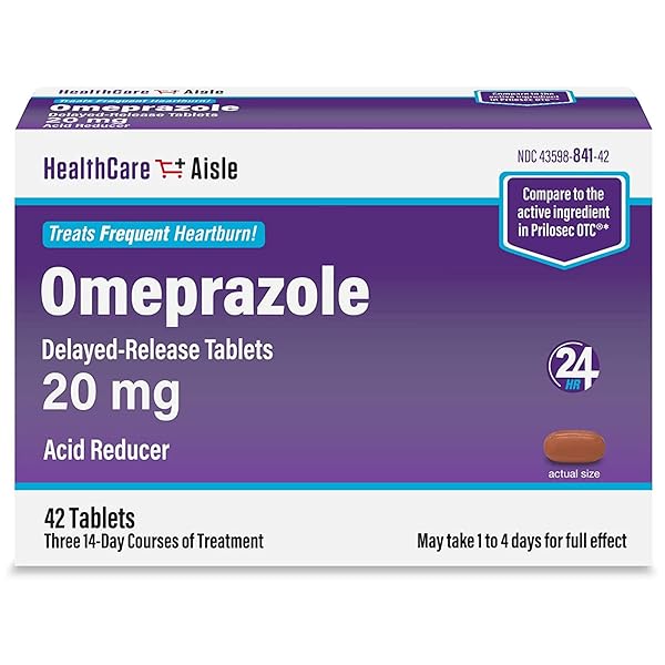 HEALTHCAREAISLE OMEPRAZOLE 20 MG – 42 DELAYED-RELEASE TABLETS – ACID REDUCER, TREATS FREQUENT HEARTBURN