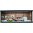 NUEIOVRW 1/64 Diorama Car Garage, LED Lighting City Showroom, 1/64 Scale Diecast Car Parking Lot Storage, Scene Display Model Collection Gift (Red Brick)