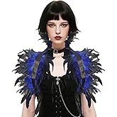 THARAHT Feather Shawl for Women Shrug Collar Angel Demon Accessories Cape Halloween Carnival Party
