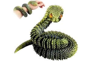 SUMLAND 3D Printed Snake,3D Printed Animals,24 Inch 3D Printed Fidget Toys，Articulated 3D Printed Crystal Anaconda，Home Office Executive Desk Decoration Black Gold