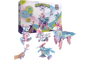 PAI TECHNOLOGY BOTZEES GO! Unicorn Robot for Kids - Building & Electric Remote Control STEM Learning Toy for Ages 3+, Girls - RC Magic Stick, App Based
