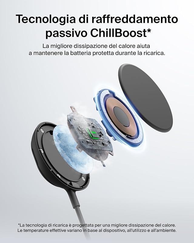 UltraCharge Chargeur Magnétique Qi2 25 W, Chargeur Sans Fil Rapide, MagSafe Avec Technologie De Refroidissement Passive, Support Pour L'iPhone 17 (Tous Modèles), Pixelsnap, AirPods Pro - Noir