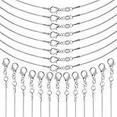 PAXCOO 25 Pack Silver Plated Snake Chains for Jewelry Making, 1.2 mm (24 Inches)