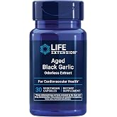 Life Extension Aged Black Garlic, Heart Health Support, 30 Capsules | Blood Pressure &amp; Cholesterol Health Support Supplement, Once-Daily, Gluten Free, Vegetarian &amp; Non-GMO