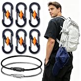Qivievsa Zipper Clips Anti Theft,Lockable,Travel Set,Black,6+2 Pcs | 6 Zipper Clips, 2 Extension Rings, No Code Needed, for Backpacks,Bags,Purses, Luggage,Both for Single&amp;Double Zippers