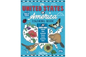 The United States of America Coloring Book: Fifty State Maps with Capitals and Symbols like Motto, Bird, Mammal, Flower, Insect, Butterfly or Fruit (Explore the World Geography Coloring Books)
